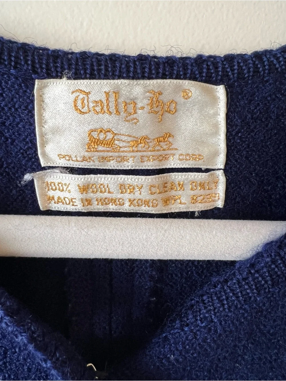 VTG Tally Ho Women’s Navy Blue 100% Boiled Wool Jacket Cardigan Large